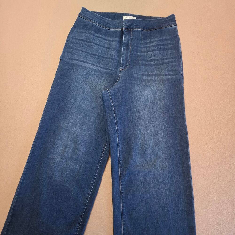 OAT New York High-Rise Wide-Leg Dark-Wash Stretch Jeans Sz 10/30